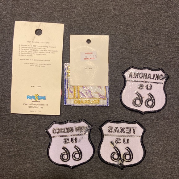 5 Iron on Route 66 Souvenir patches. Oklahoma, Texes, New Mexico, Colorado 2.25” - Picture 2 of 4